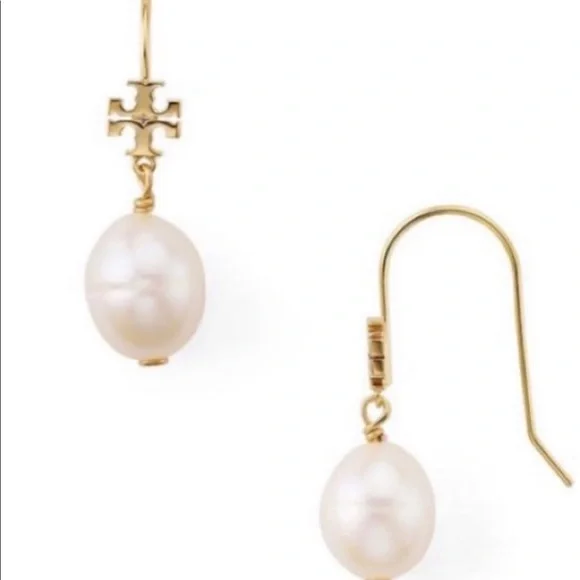 TORY BURCH •Freshwater Cultured Pearl Drop Logo - Picture 1 of 6